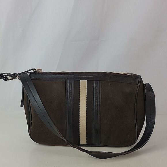 Bally Center Strip Suede Leather Women's  Shoulder Bag - Picture 2 of 13